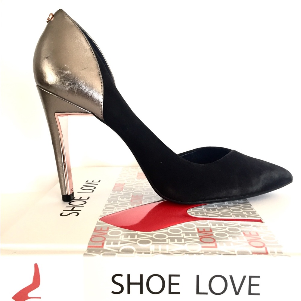 NWOT Ted Baker Suede + Metallic Heels